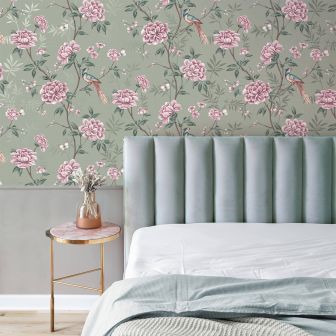 Akina Floral Sage Wallpaper Roll 