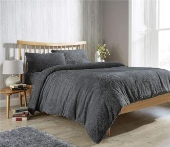 Celina Charcoal Teddy Fleece Duvet Set