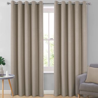 Gemini Oatmeal Blackout Ready Made Eyelet Curtains