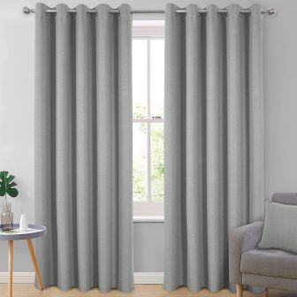 Gemini Silver Blackout Ready Made Eyelet Curtains