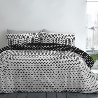 Graphic Stripe Black Cotton Rich Duvet Set