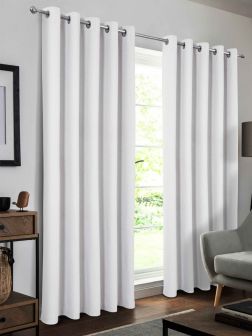 Hudson White Blackout Eyelet Curtains