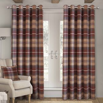 Kinross Terracotta Interlined Thermal Ready Made Eyelet Curtains