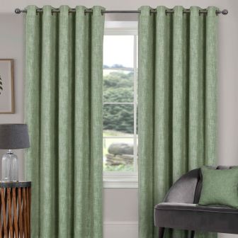 Newport Green Ready Made Blackout Eyelet Curtains