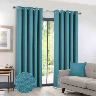 Serene Teal Blackout Ready Made Eyelet Curtains