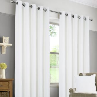 Sheldon White Ready Made Eyelet Curtains