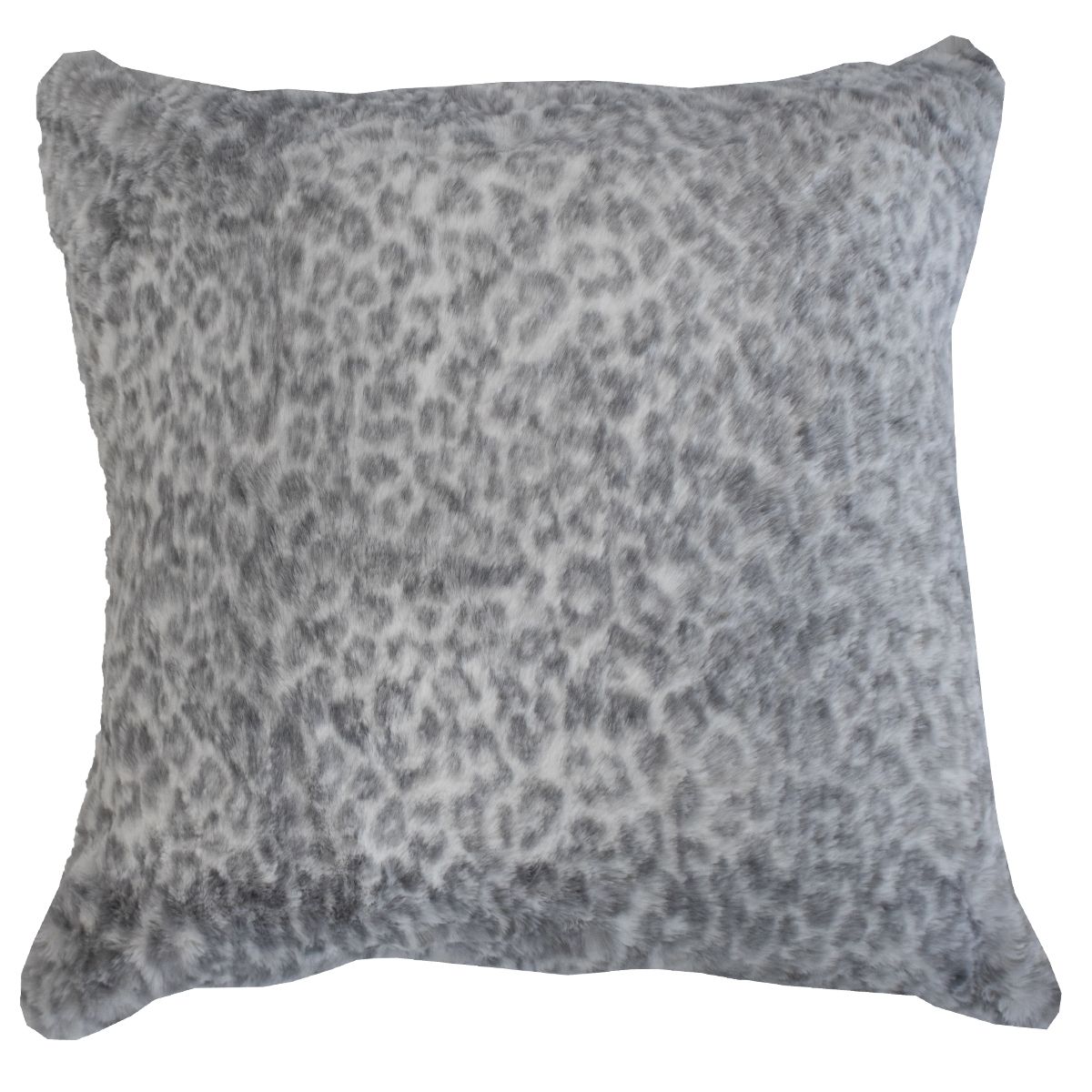 Grey Leopard Faux Fur Cushion, Made in Britain